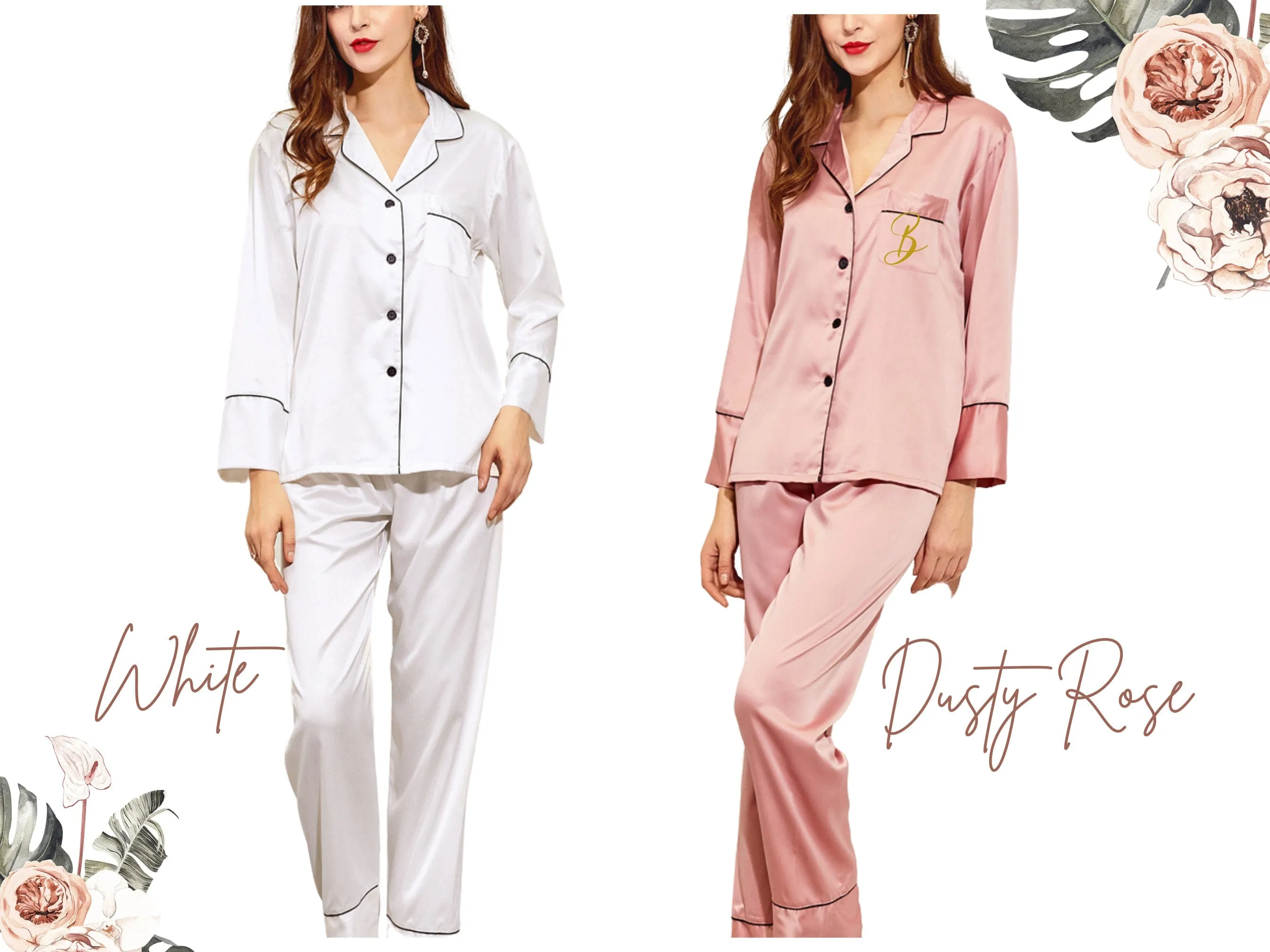 Bridesmaid Pajamas, Bridal Party Gift, Bridesmaid Gifts, Long Sleeve   Pant Set, Bachelorette Party,  Personalized Gift