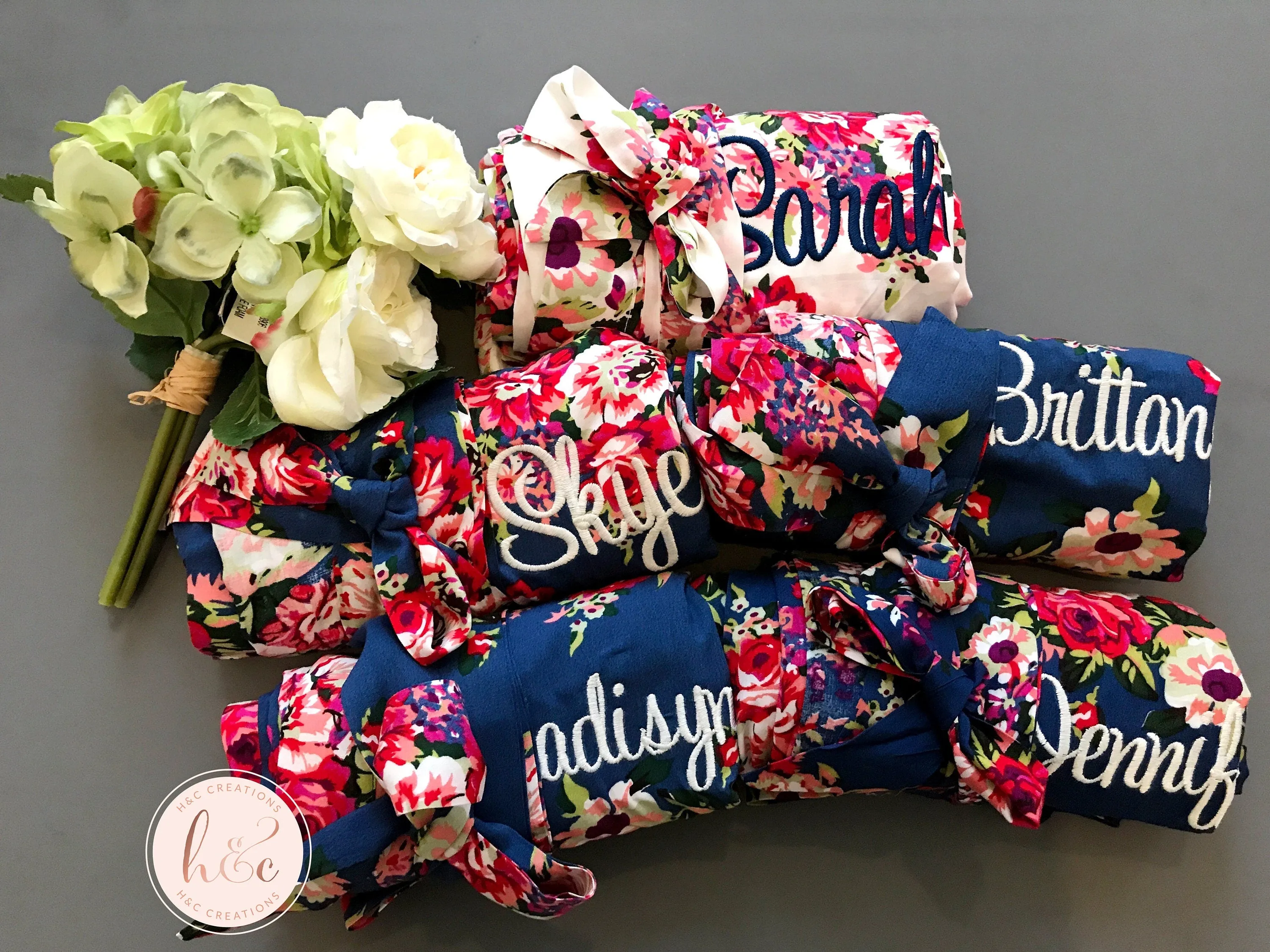 Bridesmaid Robes Cotton, Bridal Floral Cotton Kimono, Bridesmaid Robes Cotton, Floral Bridesmaid Robes