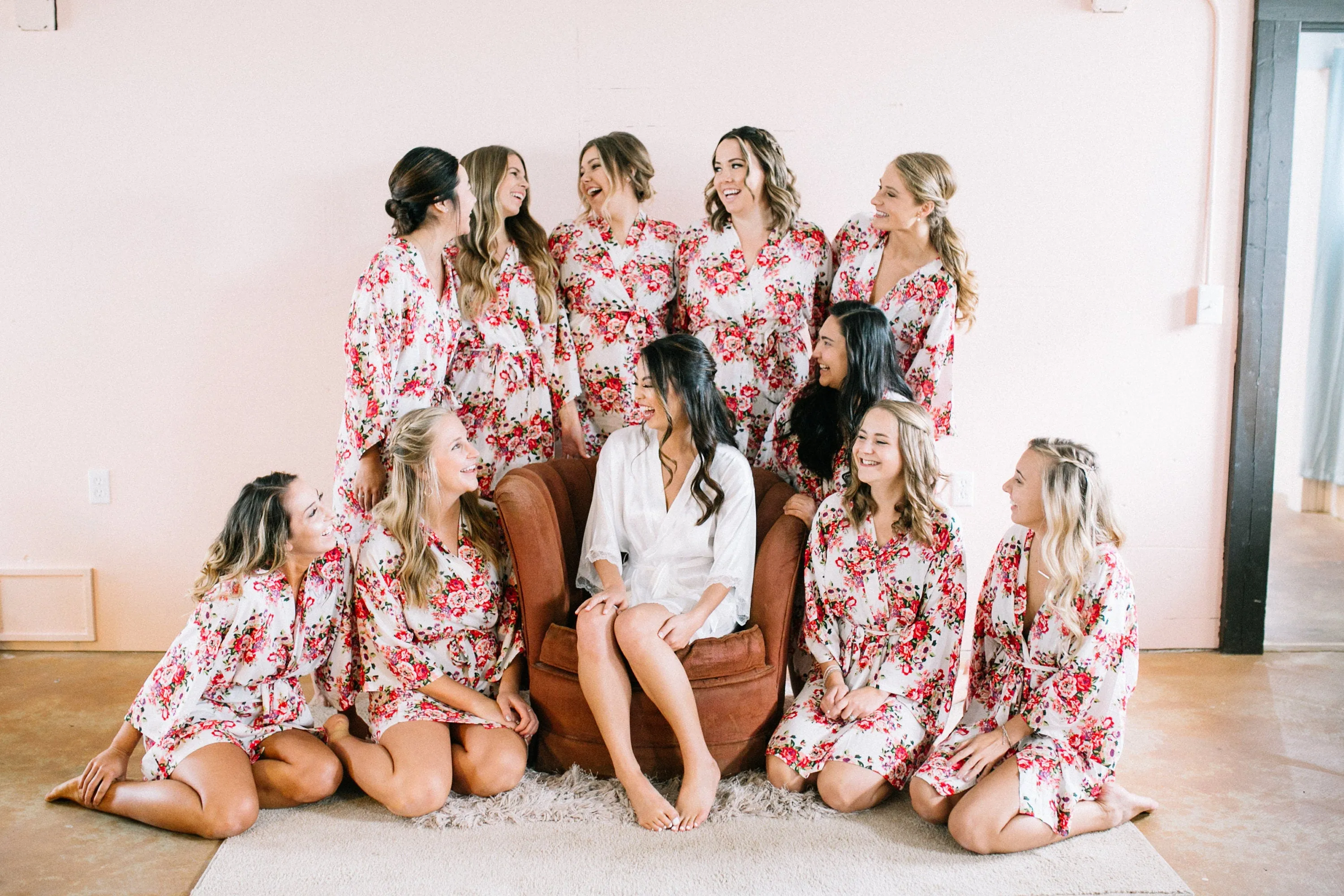 Bridesmaid Robes Cotton, Bridal Floral Cotton Kimono, Bridesmaid Robes Cotton, Floral Bridesmaid Robes