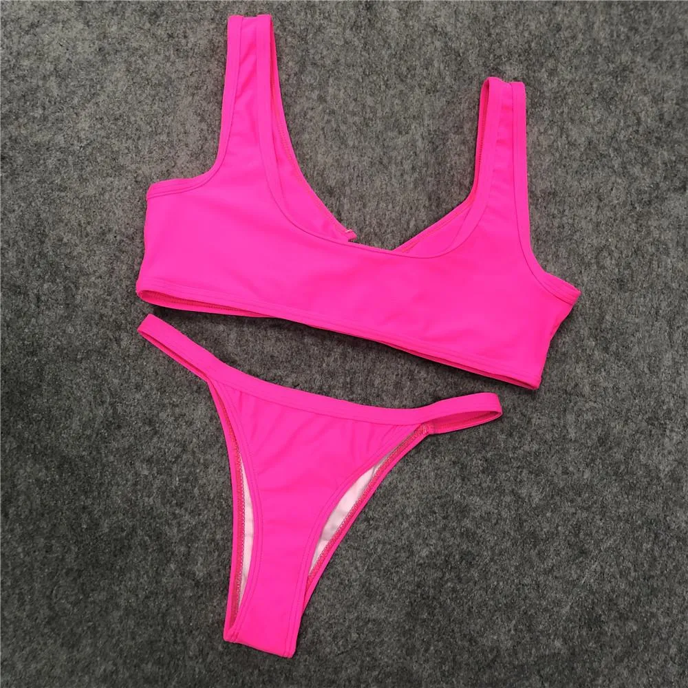 Bright Color Fleabag Low Rise Thong Bottom Bikinis
