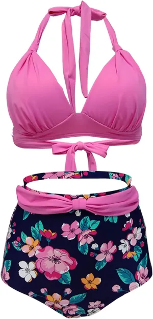bslingerie® Women Retro Vintage Push Up High Waisted Bikini Swimsuit Plus Size