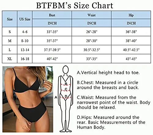 BTFBM Women's Bikini Sets 2023 Summer Two Piece Swimsuit High Waisted V Neck Triangle Bathing Suit Casual Beach Swimwear(Solid Black, X-Large)
