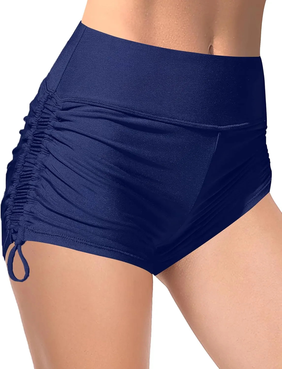 Buauty Women's Swim Shorts High Waisted Bathing Suit Bottoms Adjustable Side Tie Swimsuit Boy Short Pants Swimwear UPF50 