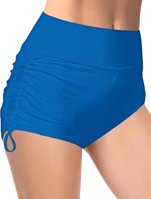 Buauty Women's Swim Shorts High Waisted Bathing Suit Bottoms Adjustable Side Tie Swimsuit Boy Short Pants Swimwear UPF50 