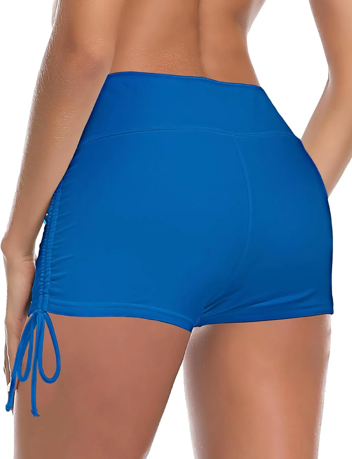 Buauty Women's Swim Shorts High Waisted Bathing Suit Bottoms Adjustable Side Tie Swimsuit Boy Short Pants Swimwear UPF50 