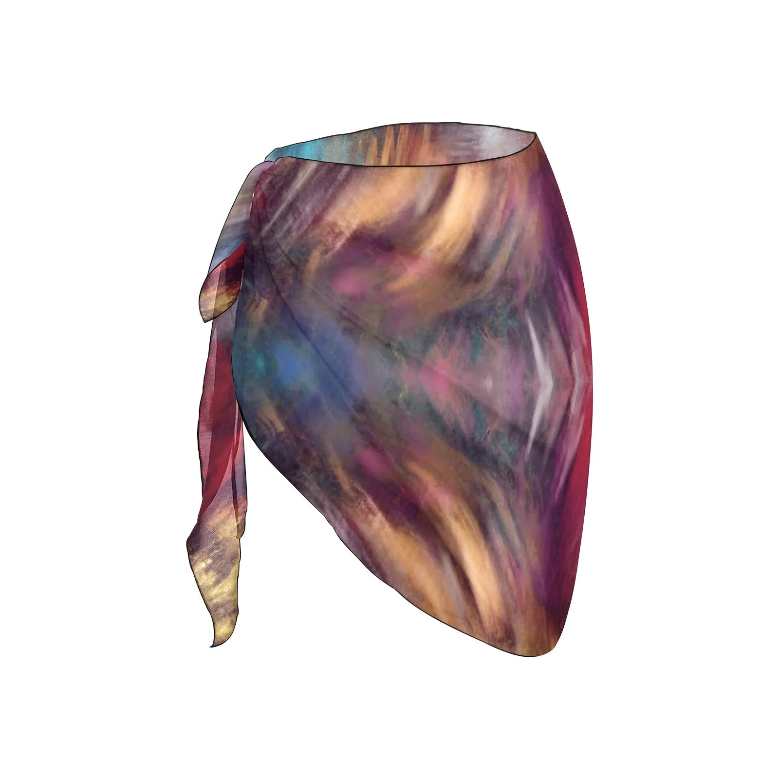 Burgundy Colours Short Chiffon Sarong Wrap up to 5 XL (FWS)