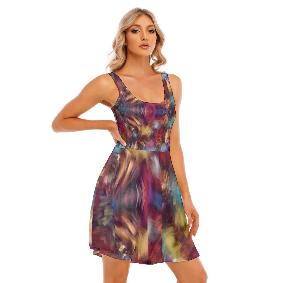Burgundy Colours Tank Vest Dress with Pockets up to 5 XL (FWS)