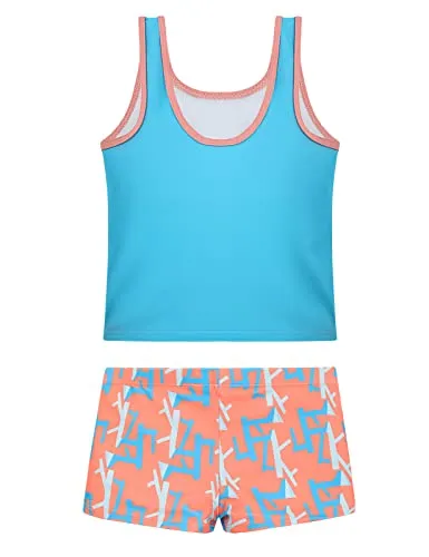 Cadocado Toddler Girl 2 Piece Swimsuits Set Girls Bathing Suits Littles Girls Swimwear Girls Swim Suit for Swimming,Blue,3-4Year