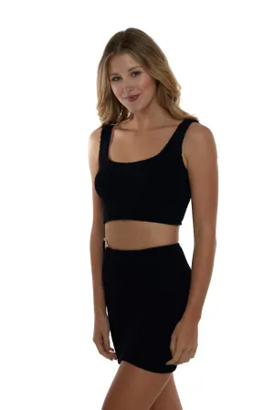 Cairo Crop Tankini Basic Crinkle Stretch One Size TOP ONLY (Black)