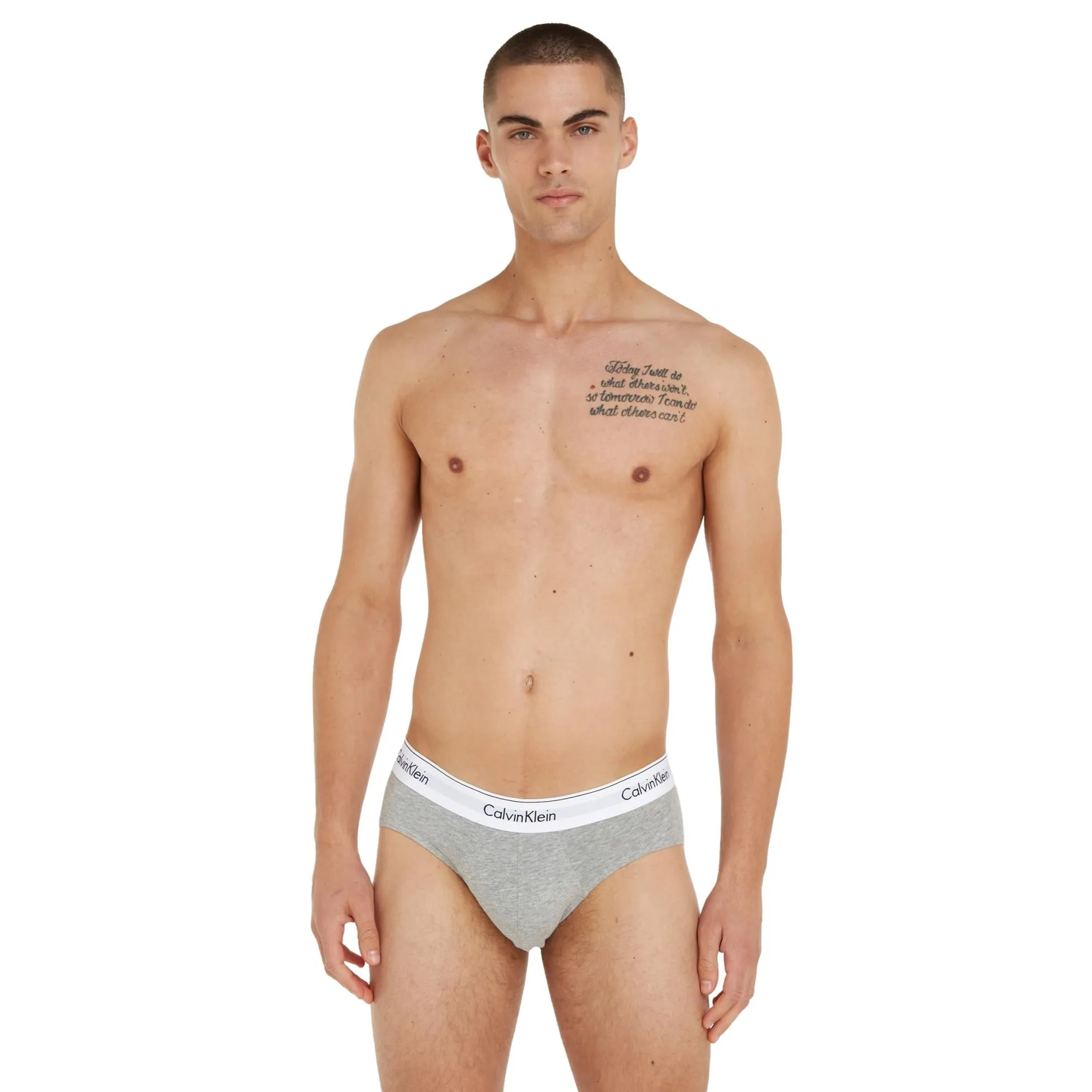 Calvin Klein Modern Cotton Stretch Hip Brief 3 Pack - Black / White / Grey