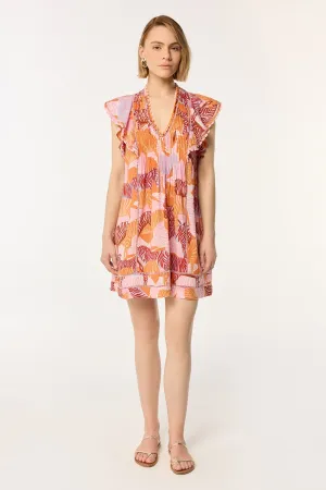 Camelia V Neck Mini Dress in Pink