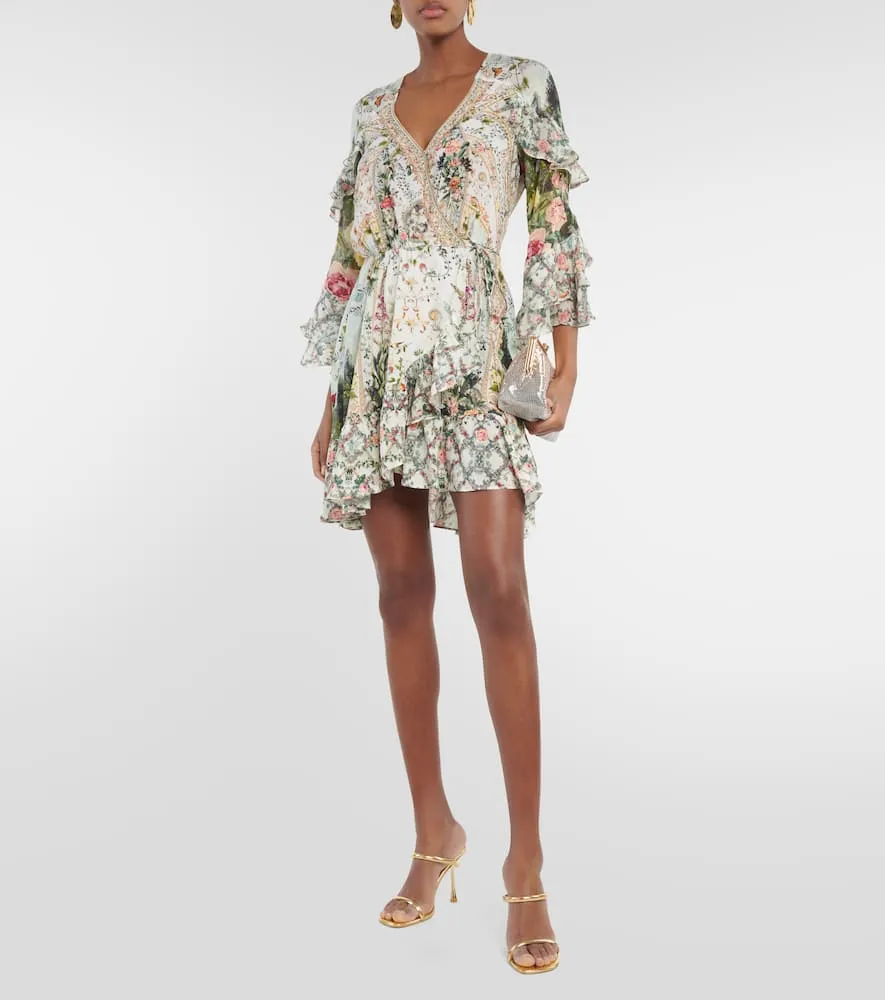 Camilla Ruffled floral silk crêpe wrap dress
