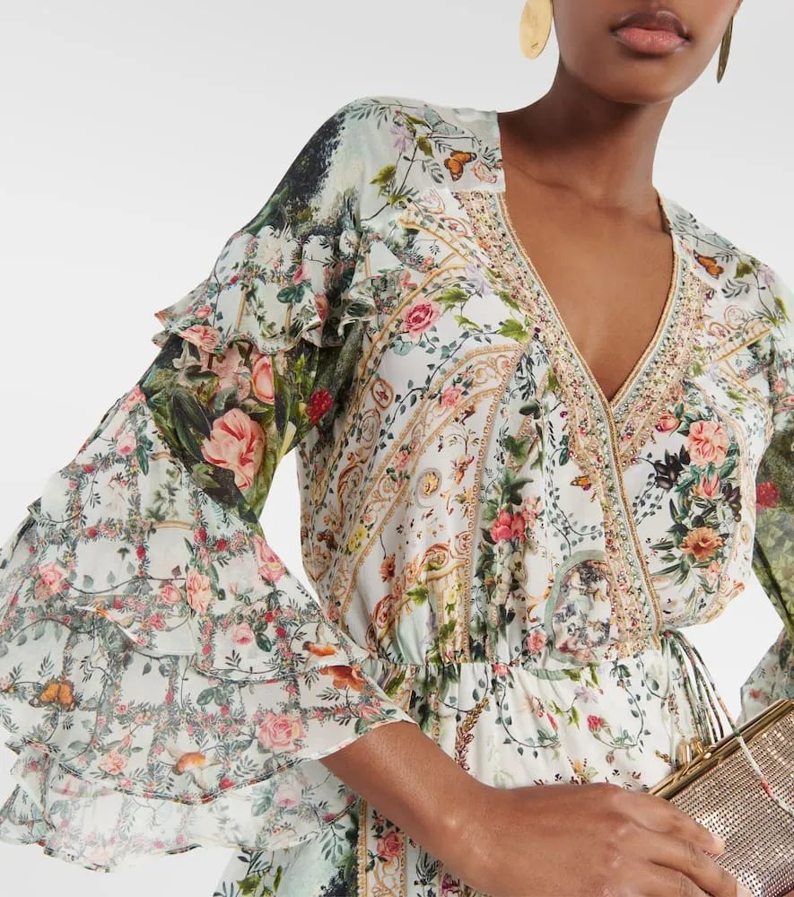 Camilla Ruffled floral silk crêpe wrap dress