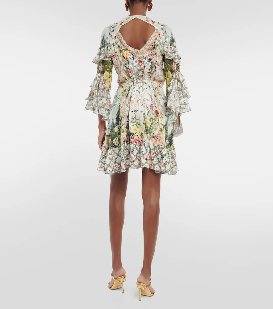Camilla Ruffled floral silk crêpe wrap dress