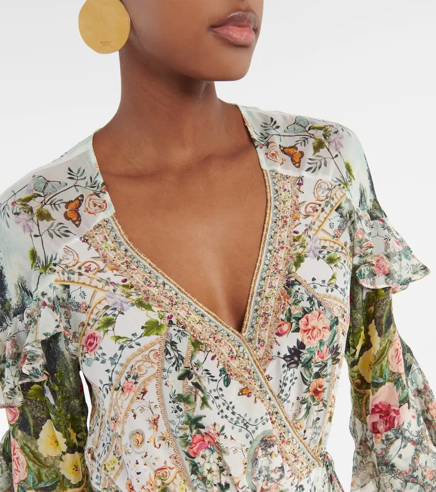 Camilla Ruffled floral silk crêpe wrap dress