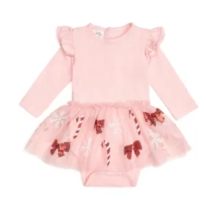 Candy Cane Cutie Christmas Long Sleeve Tutu Bodysuit