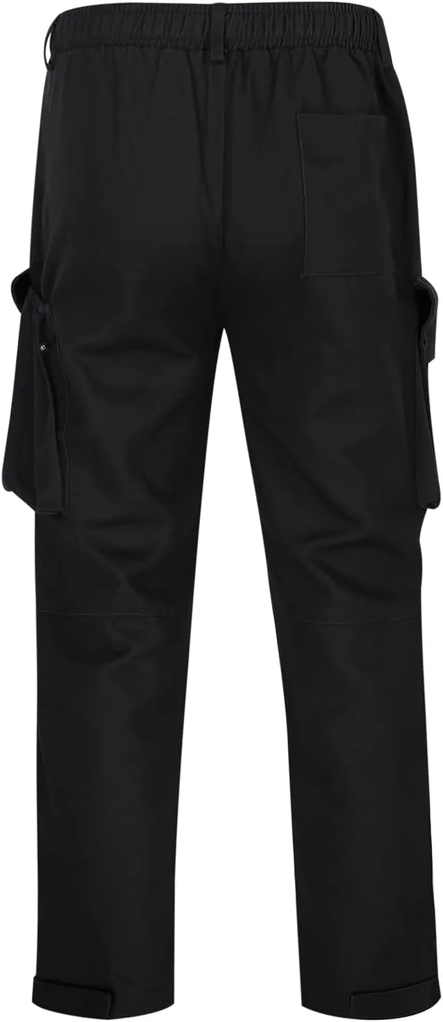 Cargo Pants for Men Rope Loosening Waist Solid Color with Pocket Loose Sports Casual Sweatpants Cargo Trousers