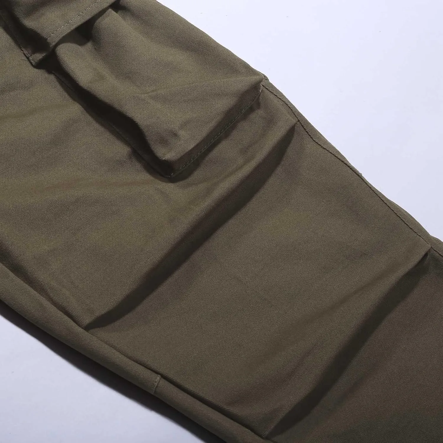 Cargo Pants for Men Rope Loosening Waist Solid Color with Pocket Loose Sports Casual Sweatpants Cargo Trousers