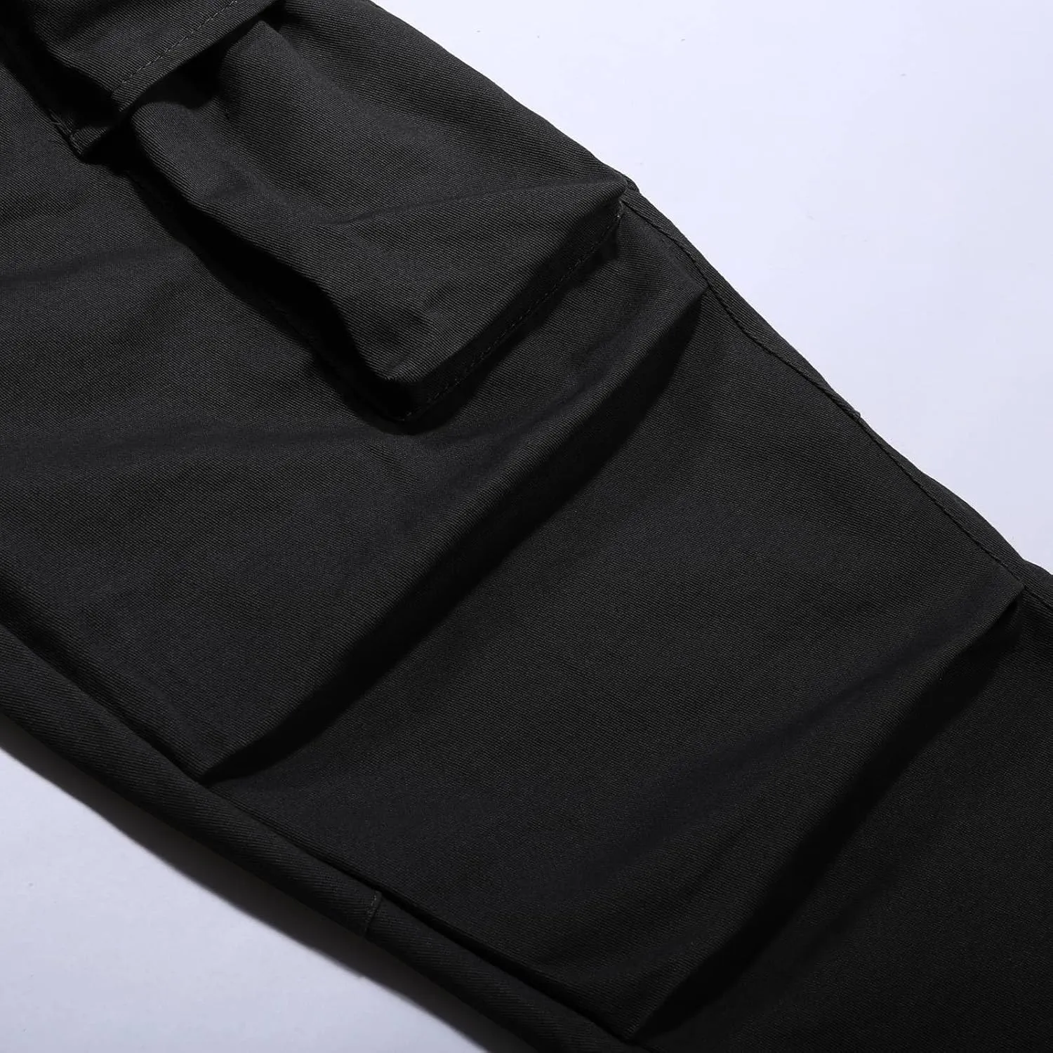 Cargo Pants for Men Rope Loosening Waist Solid Color with Pocket Loose Sports Casual Sweatpants Cargo Trousers