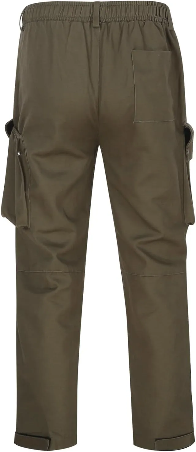 Cargo Pants for Men Rope Loosening Waist Solid Color with Pocket Loose Sports Casual Sweatpants Cargo Trousers