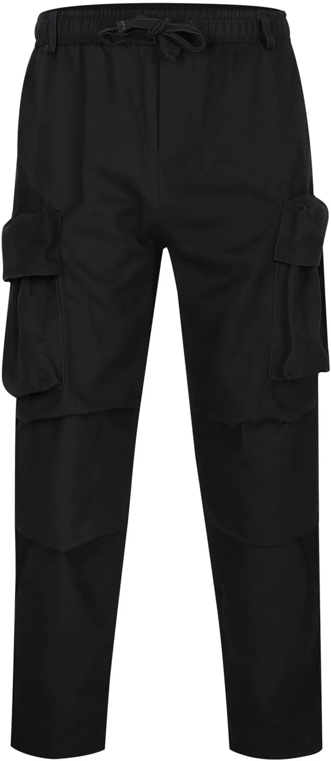 Cargo Pants for Men Rope Loosening Waist Solid Color with Pocket Loose Sports Casual Sweatpants Cargo Trousers