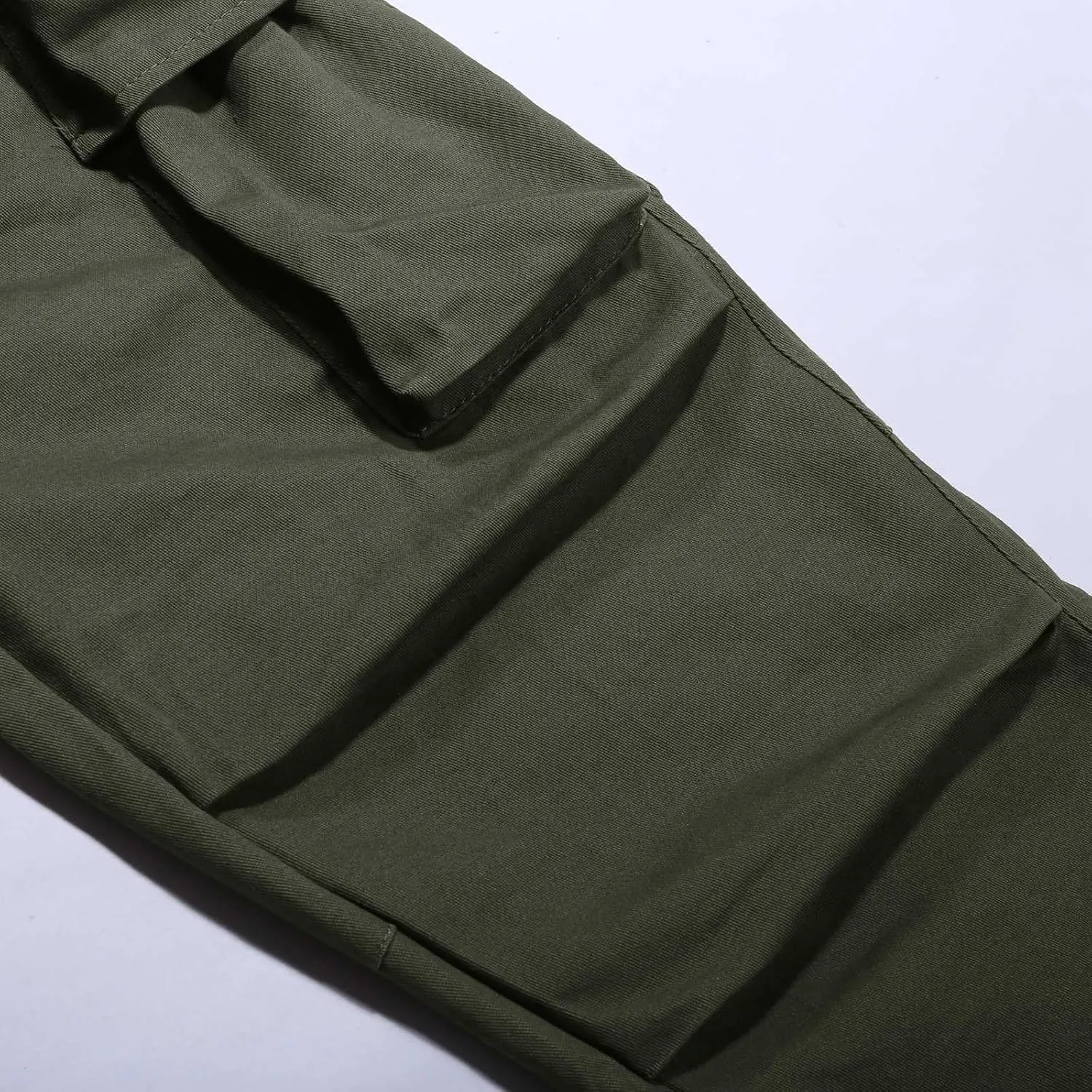 Cargo Pants for Men Rope Loosening Waist Solid Color with Pocket Loose Sports Casual Sweatpants Cargo Trousers