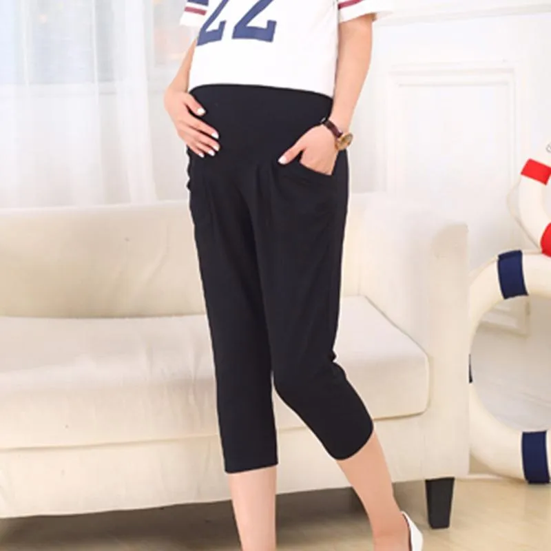 Casual Solid Maternity Crop Pants