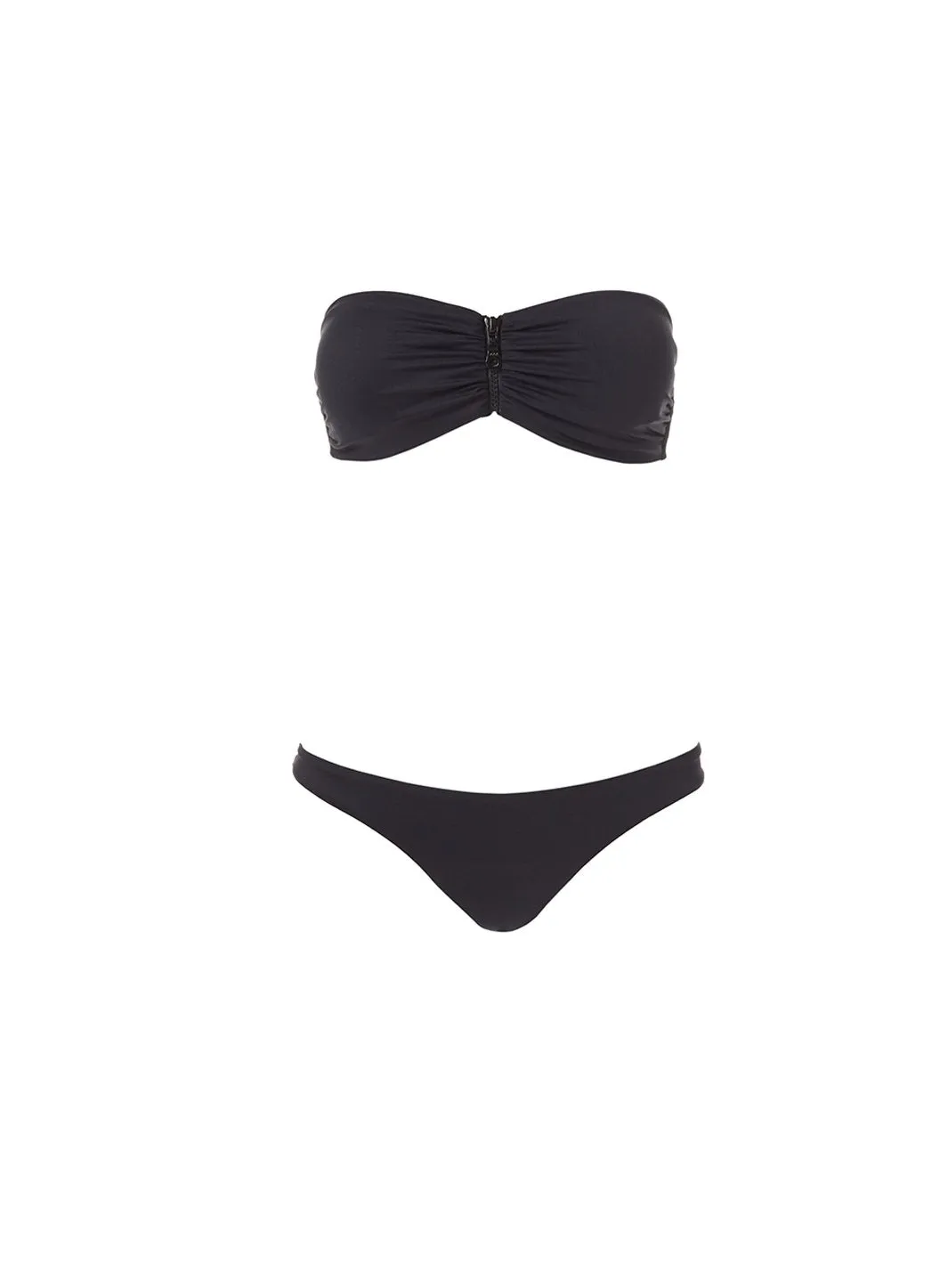 Cayman Black Bandeau Zip Front Bikini