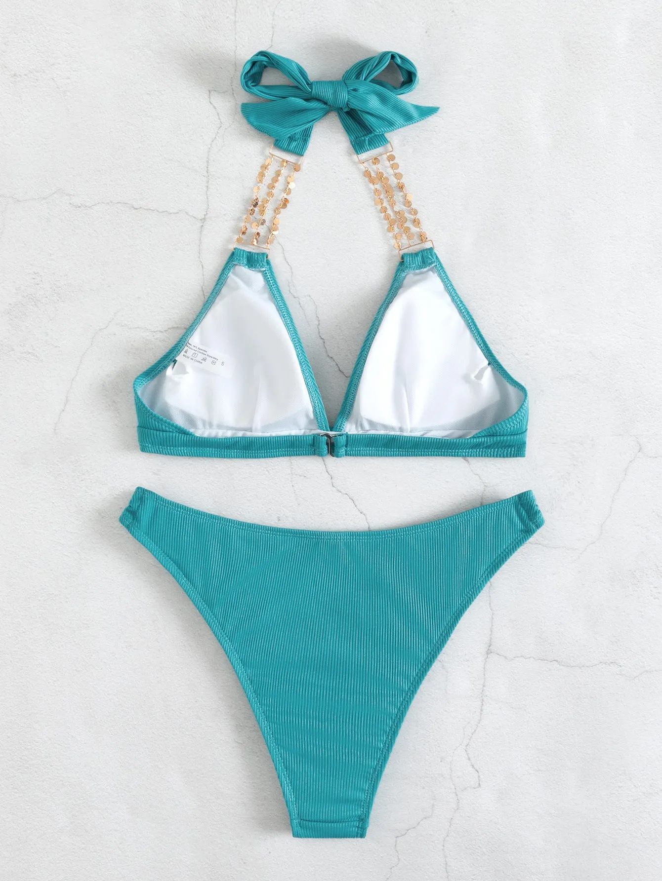 Chain Backless Halter Beach Bikini