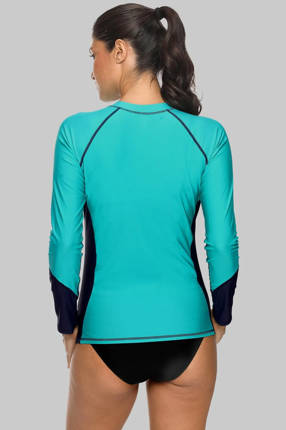 Charmleaks Women Long Sleeve Zipper Rashguard Shirt Swimsuit Swimwear Surfing Top Rash Guard UPF50  Running Shirt Biking Shirt