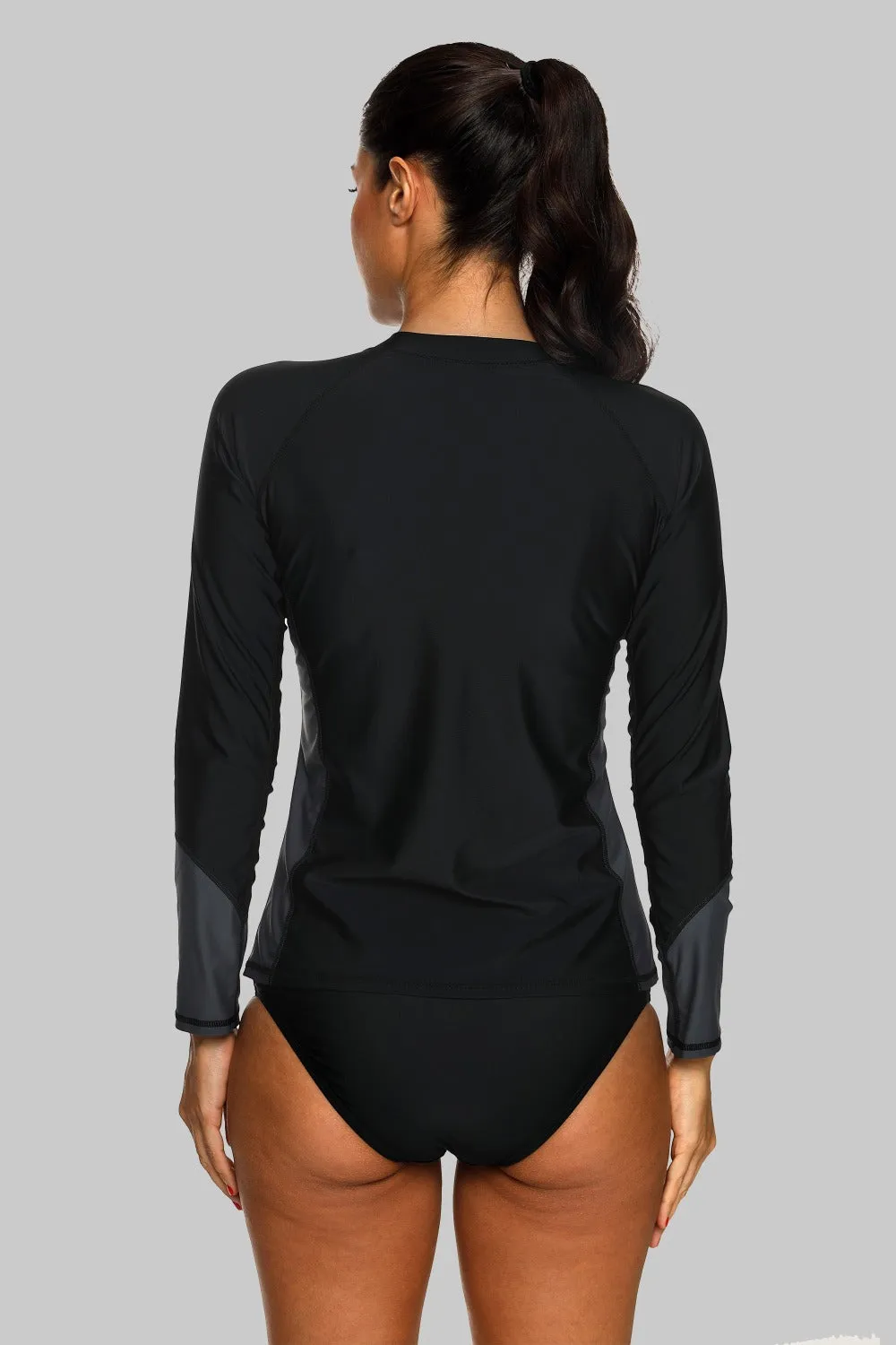Charmleaks Women Long Sleeve Zipper Rashguard Shirt Swimsuit Swimwear Surfing Top Rash Guard UPF50  Running Shirt Biking Shirt