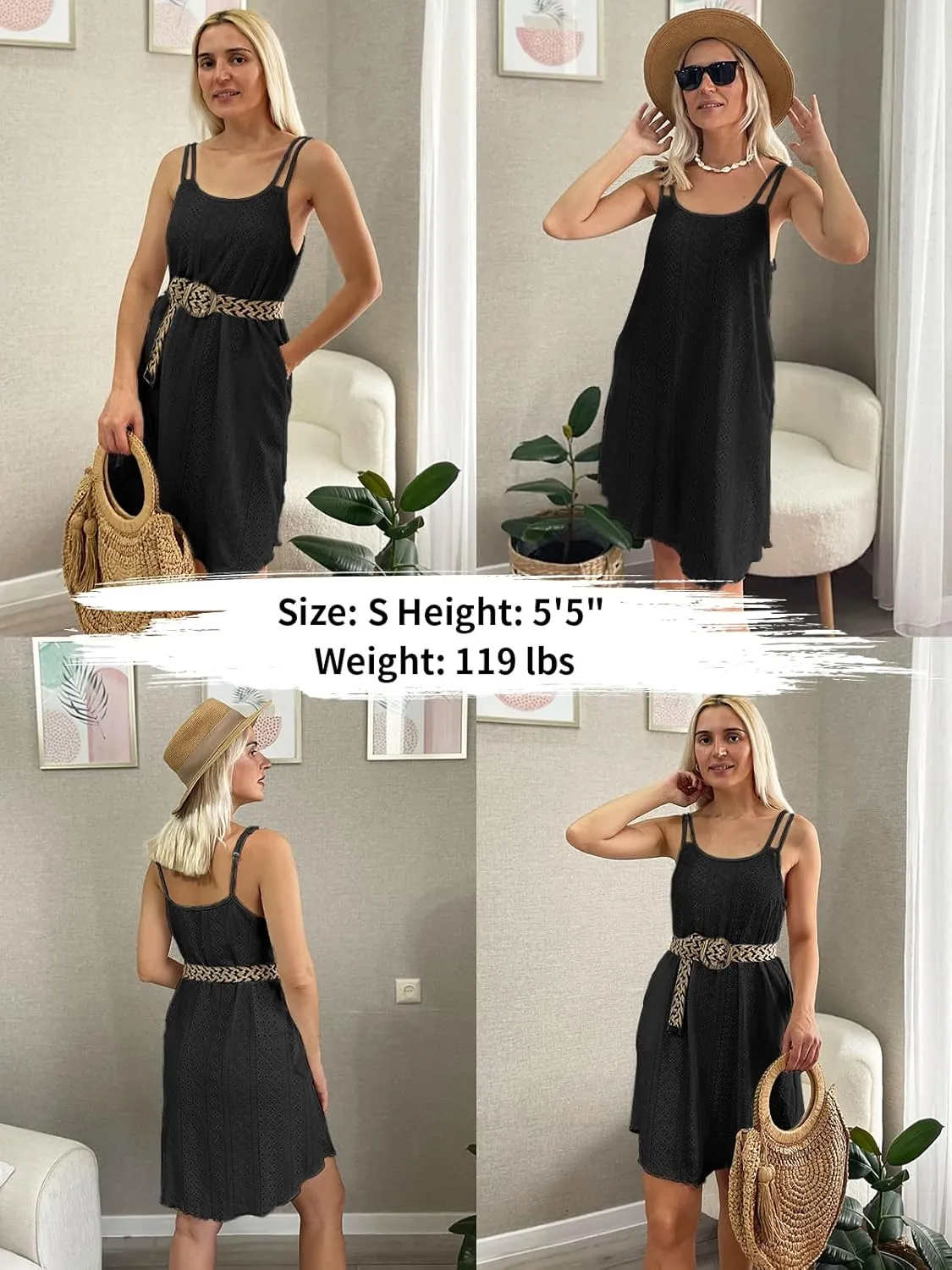 Charmo Hollow out Swimsuit Coverup for Women Spaghetti Strap Swim Cover Ups Swimwear Pockets Casual Summer Beach Dress 2025