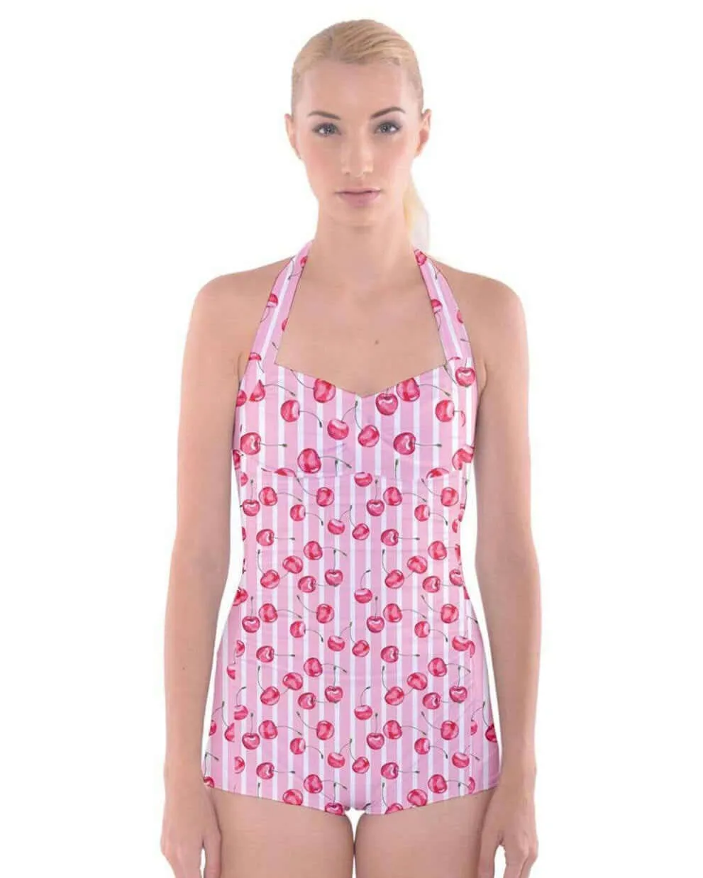 Cherry Pie Boyleg Halter Swimsuit