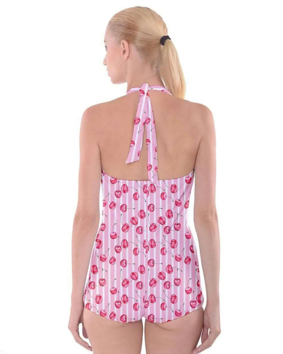 Cherry Pie Boyleg Halter Swimsuit