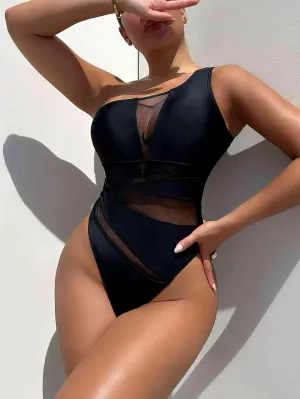 Chic One-Shoulder Swimwear with Convertible Padding
