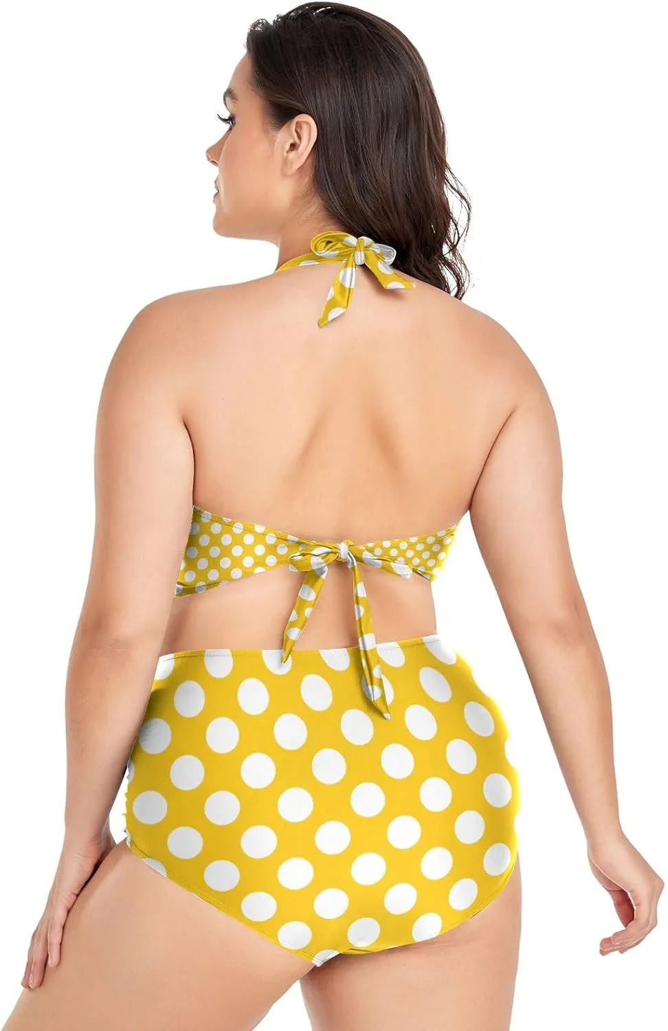 CHIFIGNO Plus Size Women's Bikini Swimsuit Two Piece High Waisted Swimsuits Ruched Swimwear