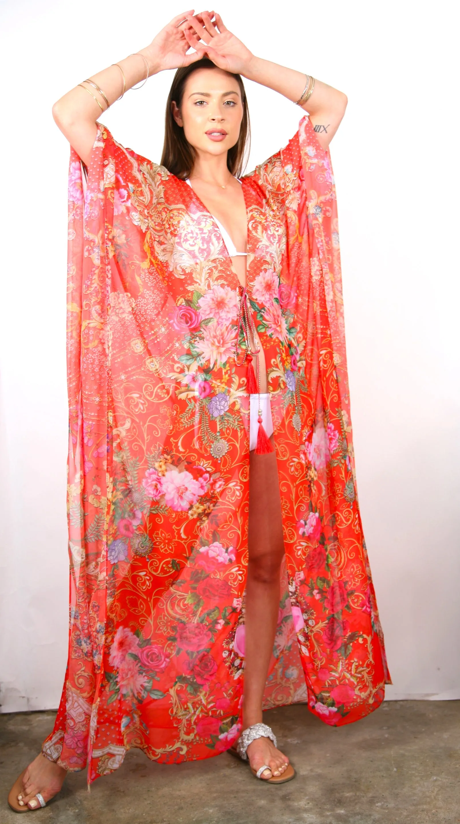 China Rose  - Side Drape Kaftan