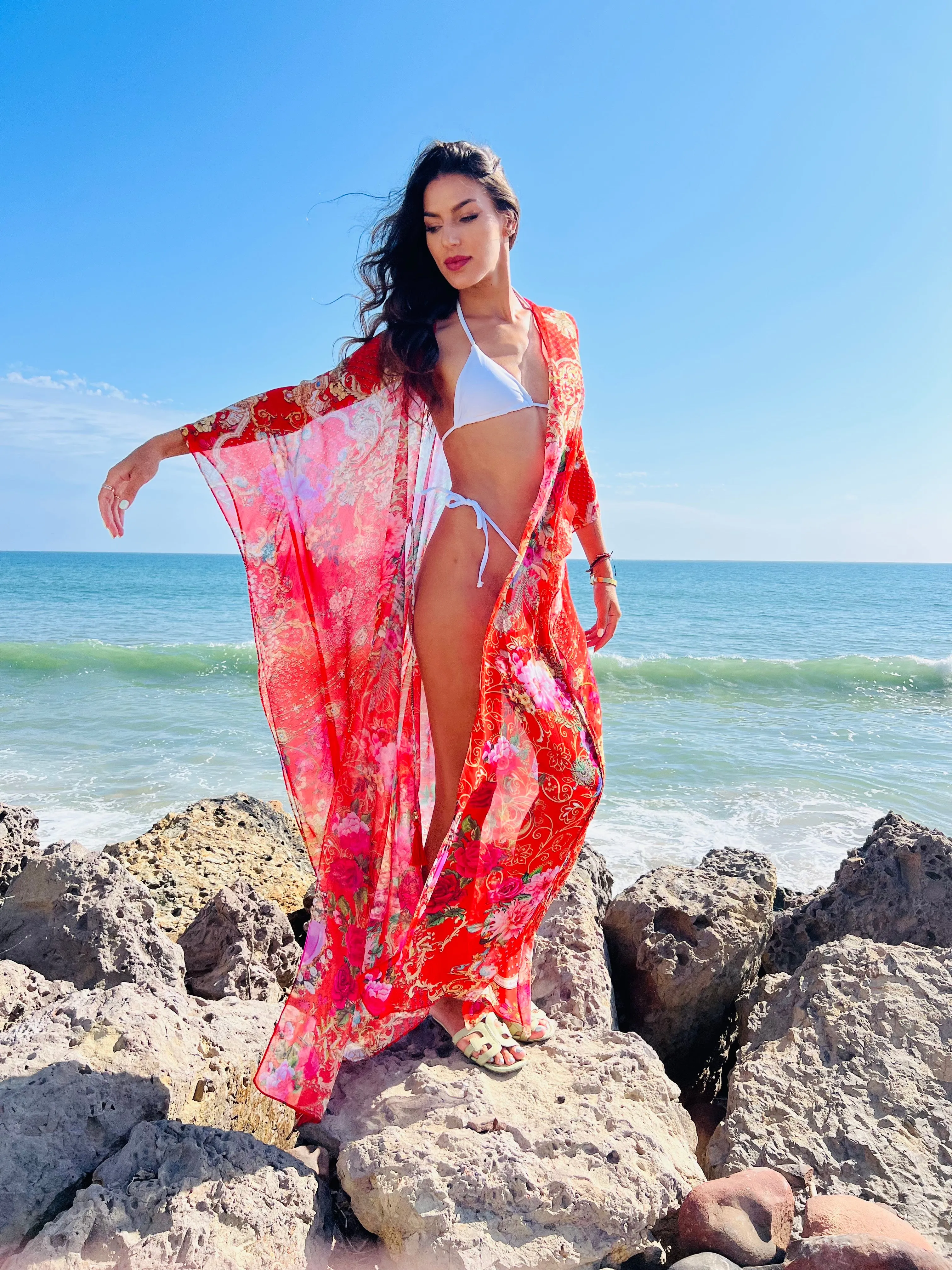China Rose  - Side Drape Kaftan