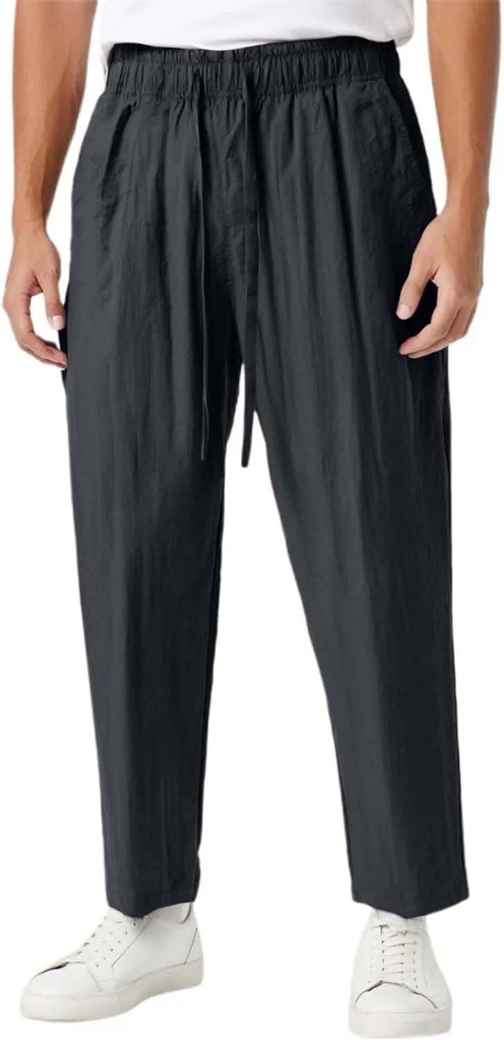 Chinos Pants Men Working Tactical Pajama Business Skinny Stretch Elastic Waist Wide Leg Leather Sport Regular Fit