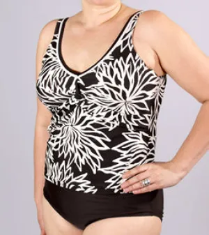 Christina Plus Size Sand Flowers 2pc Tankini with Twist Front