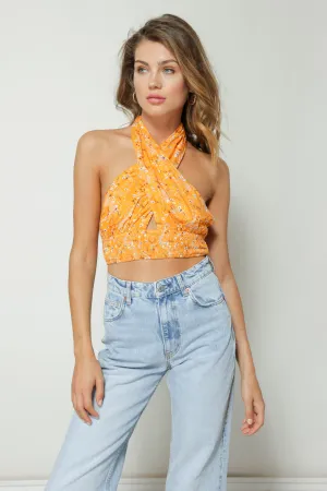 CHRISTY FLORAL PRINT HALTER TOP