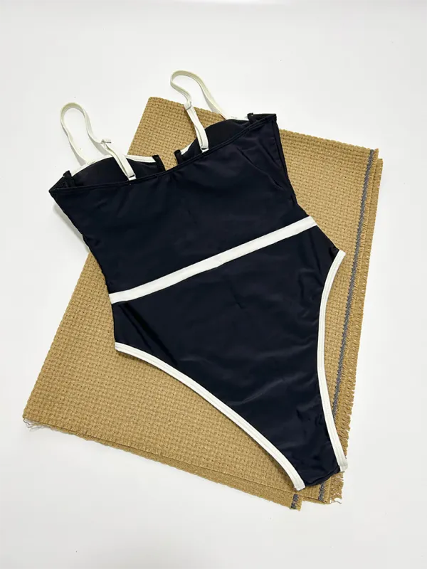 Classic Two-Tone Swimsuit - One-Piece Swimwear