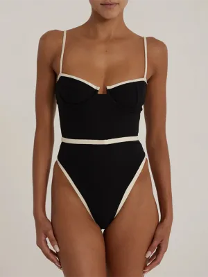 Classic Two-Tone Swimsuit - One-Piece Swimwear