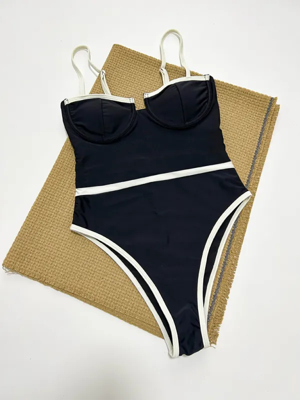 Classic Two-Tone Swimsuit - One-Piece Swimwear