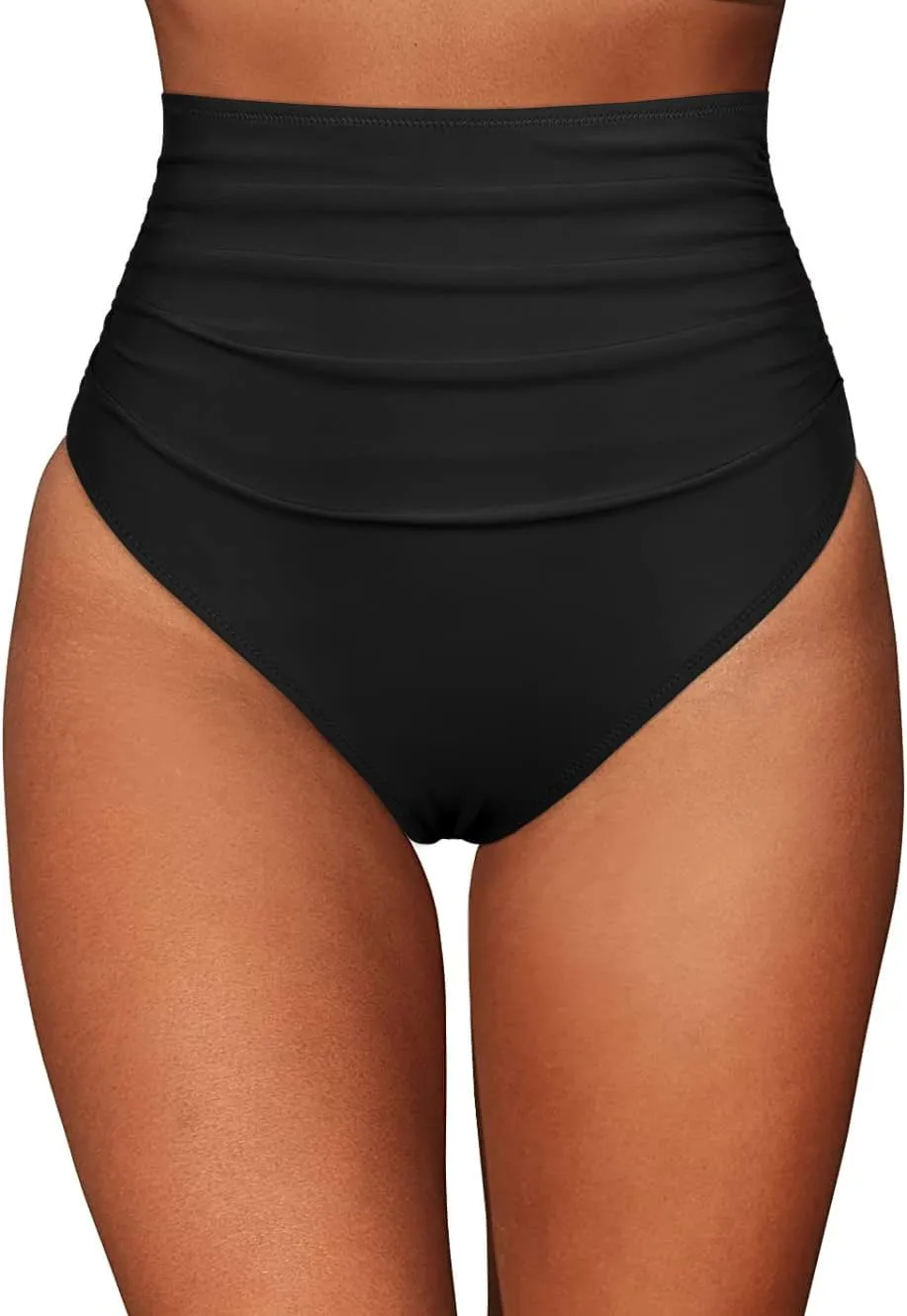 coastal rose High Waisted Bathing Suit Bottoms for Women Tummy Control Swim Shorts Full Coverage Swimsuit Bikini Bottoms
