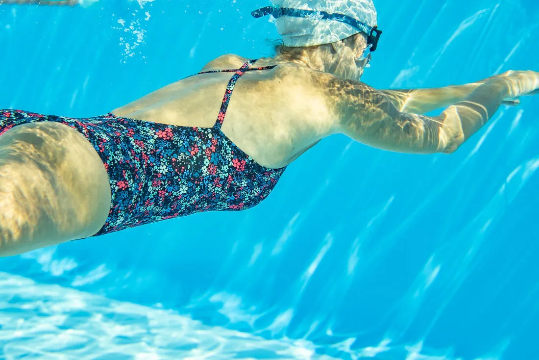 Coated mesh swim cap - Printed fabric - Size M - Green line