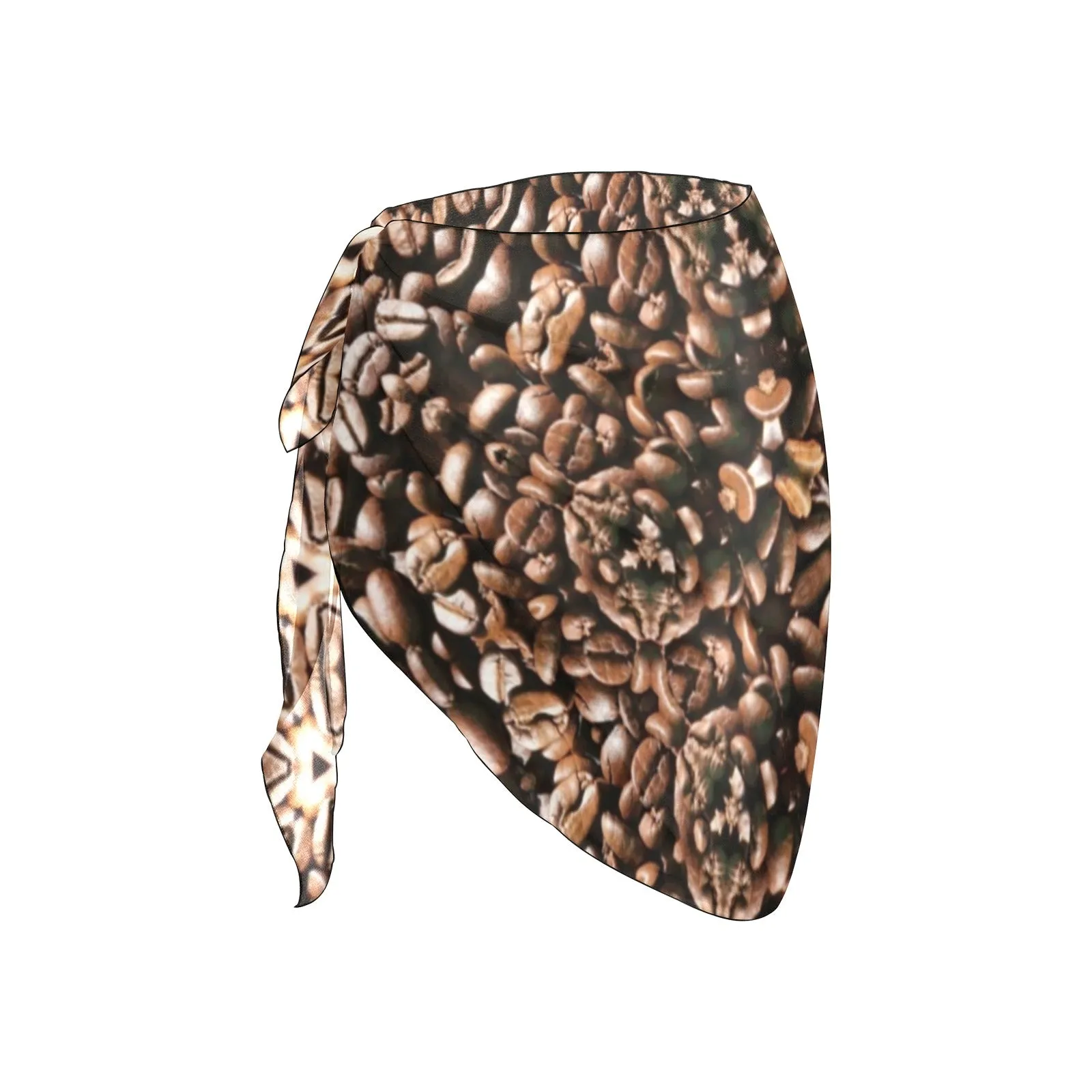 Coffee Beans K Short Chiffon Sarong Wrap up to 5 XL (FWS)