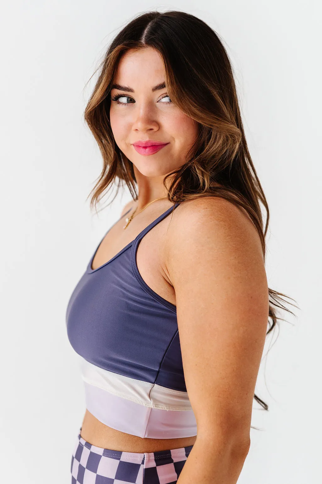 Colorblock Crop in Mulberry