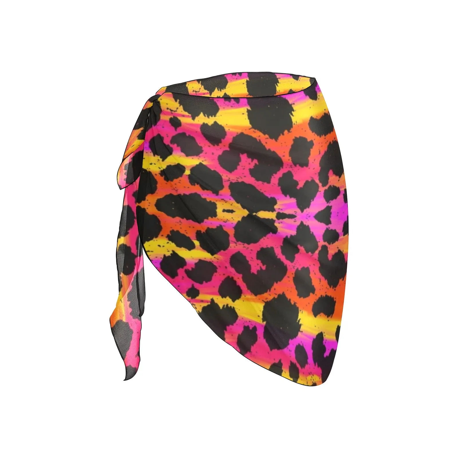 Colourful Leopard Short Chiffon Sarong Wrap up to 5 XL (FWS)