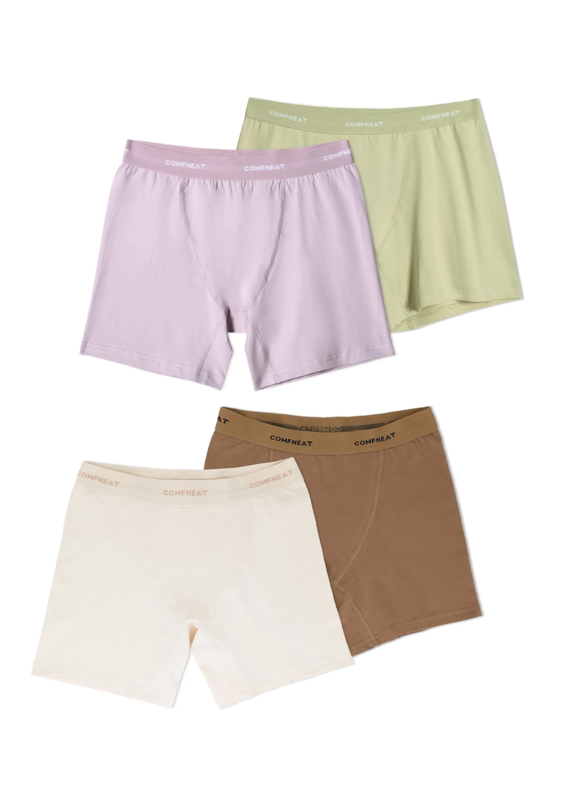 Comfneat Women's 4-Pack Boyshorts Cotton Spandex Boxer Briefs Stretchy Underwear